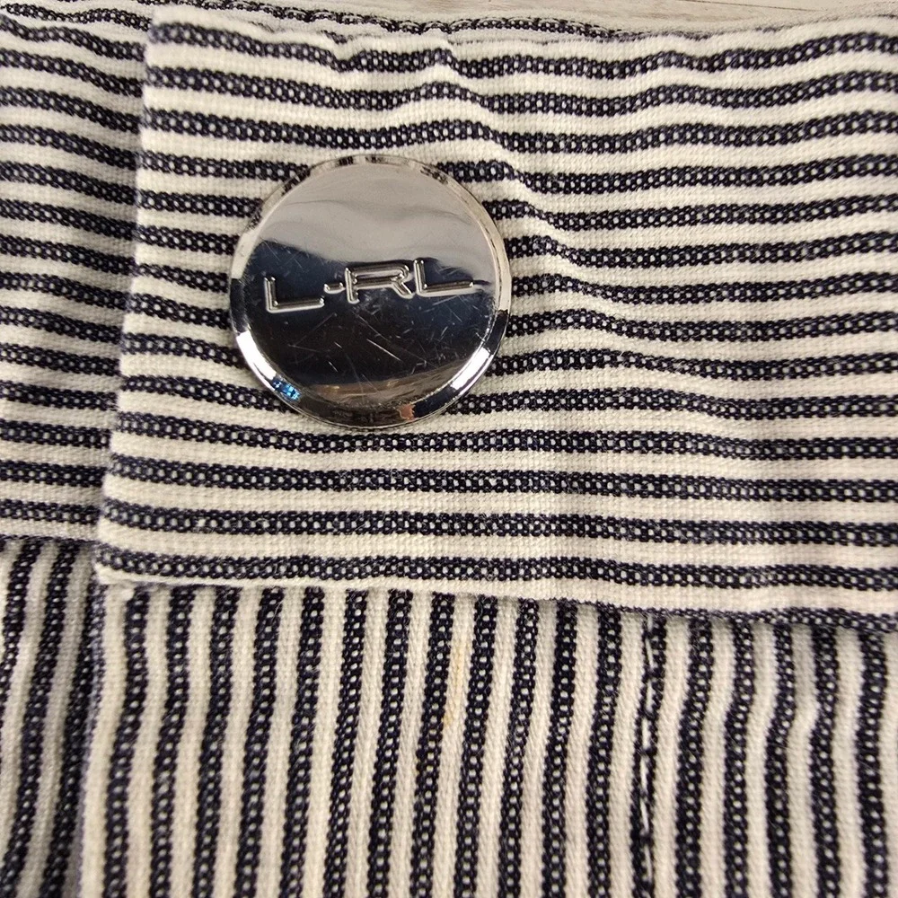Lauren Ralph Lauren Active Womens Navy White Pinstripe Shorts Size 8 S0607